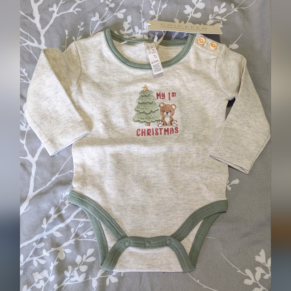 NEW Organic My First Christmas Bodysuit 0-3M *F15